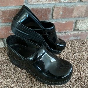 Black Patent Dansko Slip Ons